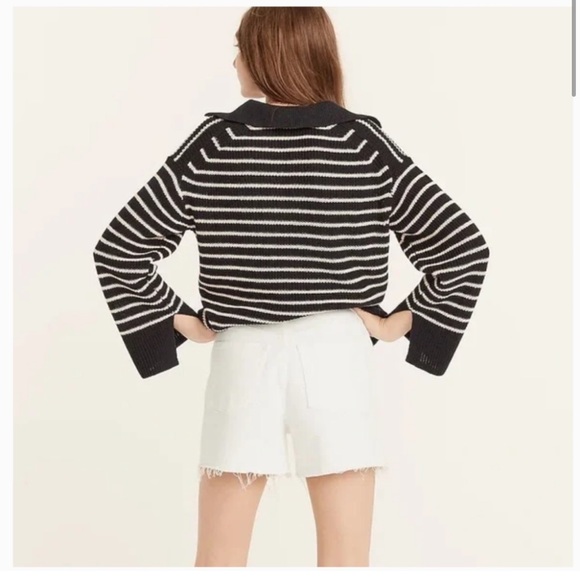 NWT JCrew Relaxed collared sweater in stripe - Navy - Small - Picture 3 of 9